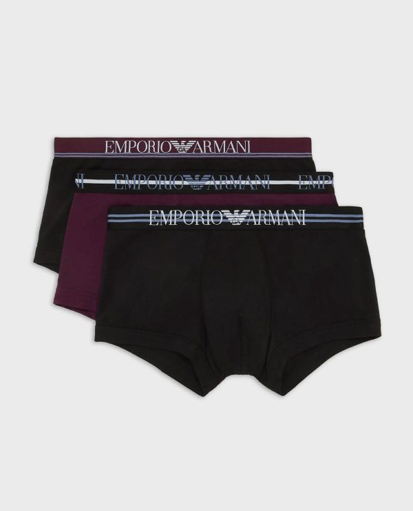 ARMANI BOXER 3PACK ΜΑΥΡΟ-ΜΠΟΡΝΤΩ