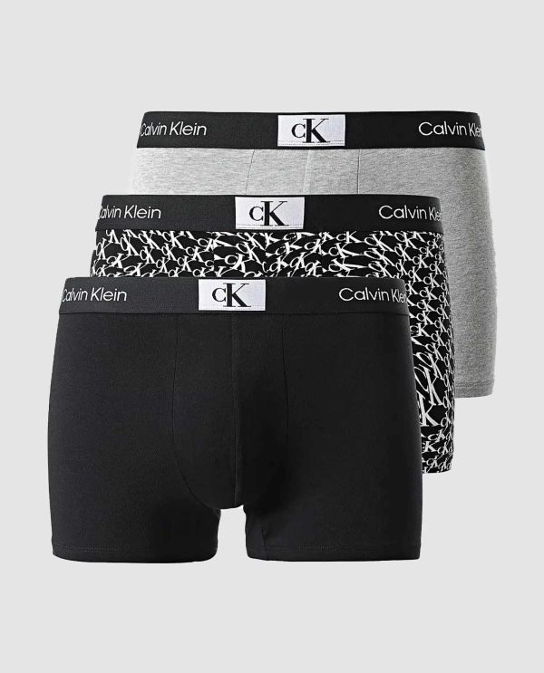 CK BOXER 3PACK ΑΝΔΡΙΚΟ ΓΚΡΙ-ΜΑΥΡΟ-ΛΟΓΟΤΥΠΟ