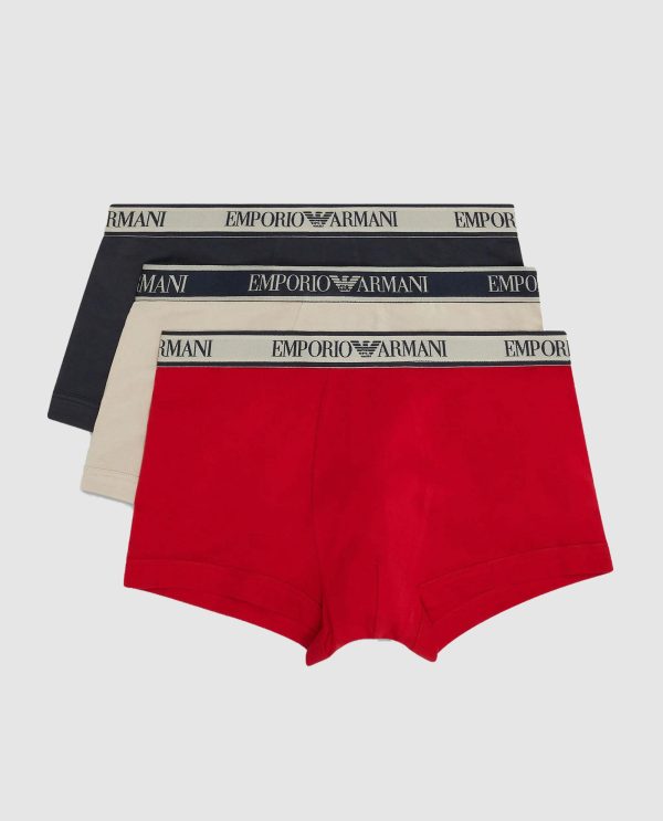 ARMANI BOXER 3PACK ΜΠΕΖ-ΜΠΛΕ-ΚΟΚΚΙΝΟ