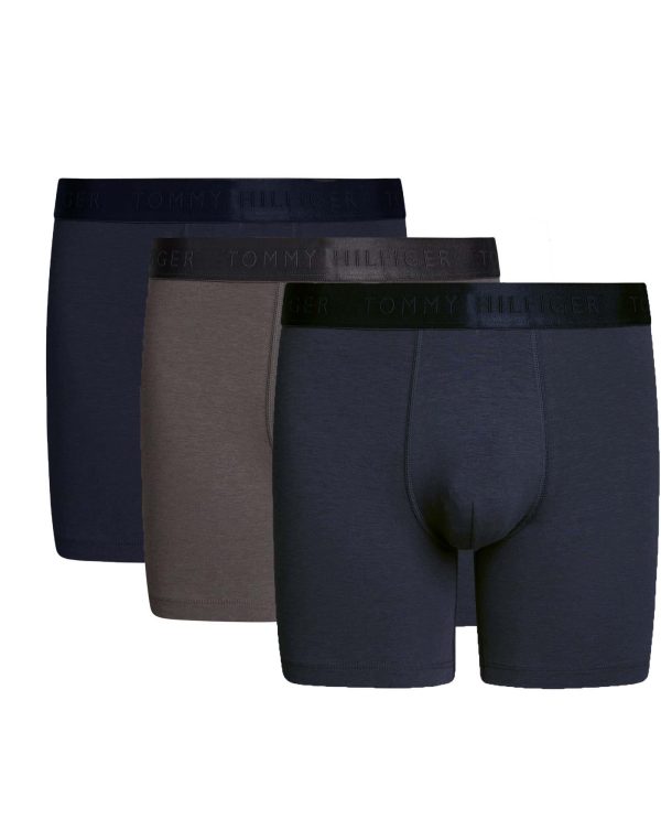 TOMMY HILFIGER BOXER 3PACK ΜΠΛΕ-ΑΝΘΡΑΚΙ