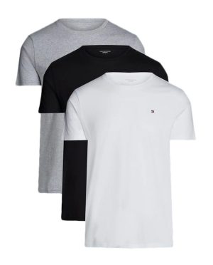 TOMMY HILFIGER T-SHIRT 3 PACK COTTON ΛΕΥ-ΜΑΥ-ΓΚΡΙ