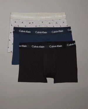 CK BOXER 3PACK ΜΠΛΕ-ΓΚΡΙ ΣΧΕΔΙΟ-ΜΑΥΡΟ