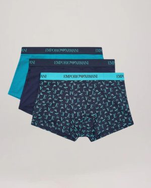 ARMANI BOXER 3PACK ΜΠΛΕ-ΠΕΤΡΟΛ ΣΗΜΑΤΑΚΙ