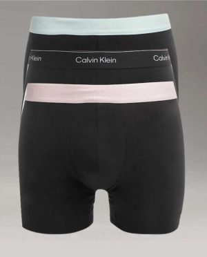 CK BOXER 3PACK ICON COTTON ΜΑΚΡΥ ΠΟΔΙ ΡΟΖ-ΜΑΥΡΟ-ΒΕΡΑΜΑΝ ΛΑΣΤΙΧΟ