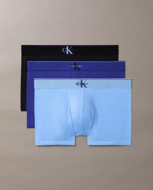 CK BOXER 3PACK GRAPHIC MONOGRAM COTTON ΜΩΒ-ΣΙΕΛ-ΜΑΥΡΟ