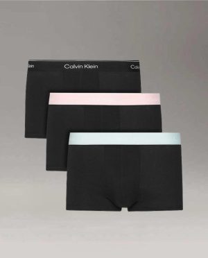 CK BOXER 3PACK ICON COTTON ΡΟΖ-ΒΕΡΑΜΑΝ-ΜΑΥΡΟ ΛΑΣΤΙΧΟ