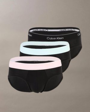 CK SLIP 3PACK ICON COTTON ΜΑΥΡΟ-ΡΟΖ-ΒΕΡΑΜΑΝ ΛΑΣΤΙΧΟ