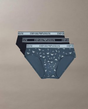 ARMANI SLIP 3PACK ΓΡΑΜΜΑΤΑ ΜΠΛΕ-ΠΕΤΡΟΛ