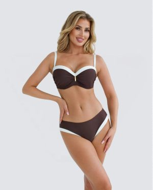 SELF BIKINI SET STRAPLESS ΛΕΥΚΗ ΡΙΓΑ RETRO